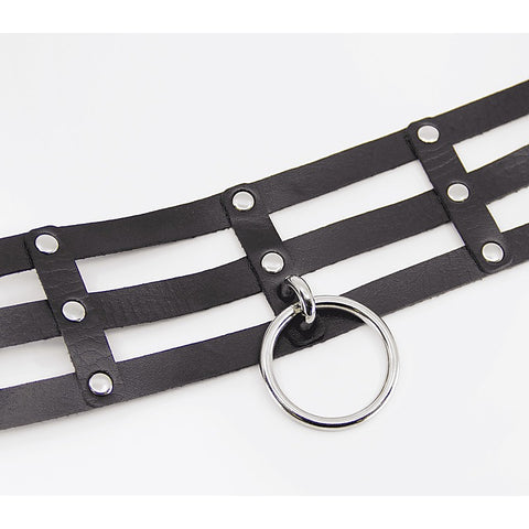Triple Strap Faux Leather Choker by Love In Leather - Collars and Leads