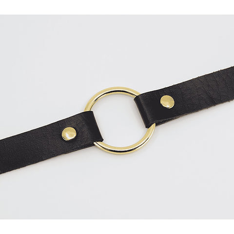 O-Ring Faux Leather BDSM Choker by Love In Leather - Collars and Leads