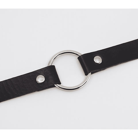O-Ring Faux Leather BDSM Choker by Love In Leather - Collars and Leads