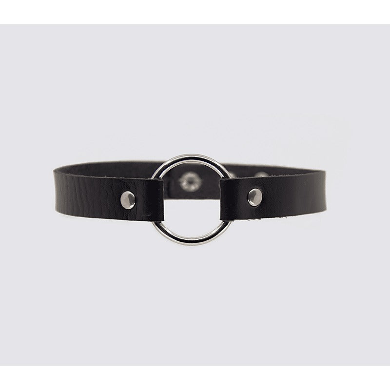 O-Ring Faux Leather BDSM Choker by Love In Leather - Collars and Leads