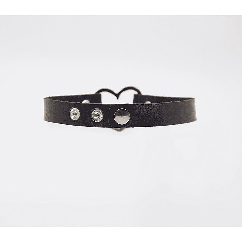 Heart Ring Faux Leather Fetish Choker by Love In Leather - Collars and Leads