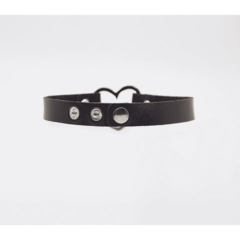 Heart Ring Faux Leather Fetish Choker by Love In Leather - Collars and Leads