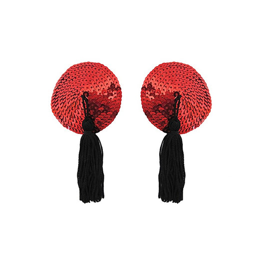 Love In Leather Round Sequin Nipple Tassels - Breast and Nipple Toys