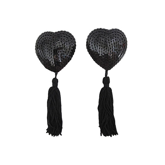Love In Leather Heart Shape Nipple Tassels - Breast and Nipple Toys