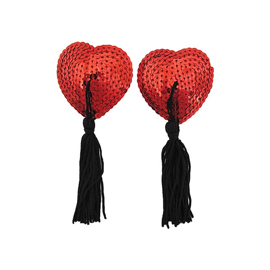 Love In Leather Heart Shape Nipple Tassels - Breast and Nipple Toys