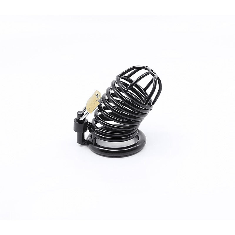 Love In Leather Matte Black Male Chastity Cage - Male Chastity
