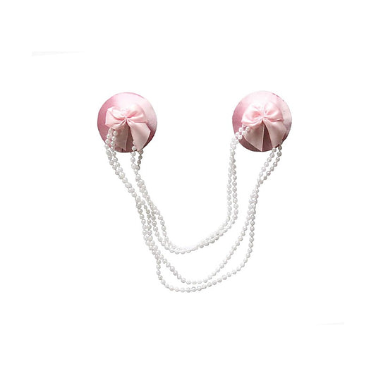 Love In Leather Beaded Chain Satin Pasties - Breast and Nipple Toys