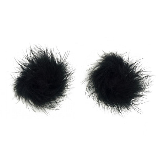 Love In Leather Marabou Fluff Nipple Pasties - Breast and Nipple Toys