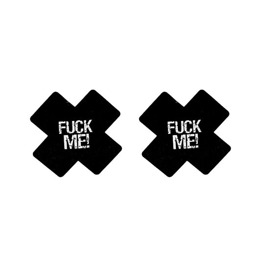Love In Leather Fuck Me Satin Cross Nipple Pasties - Breast and Nipple Toys