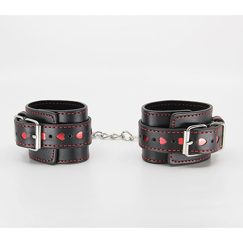 Metallic Heart Bondage Wrist Cuffs by Berlin Baby - Cuffs And Restraints
