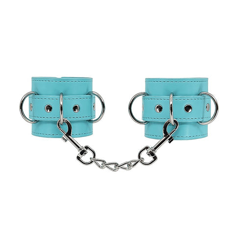 Berlin Baby Turquoise Blue Faux Leather Wrist Cuffs - Cuffs And Restraints