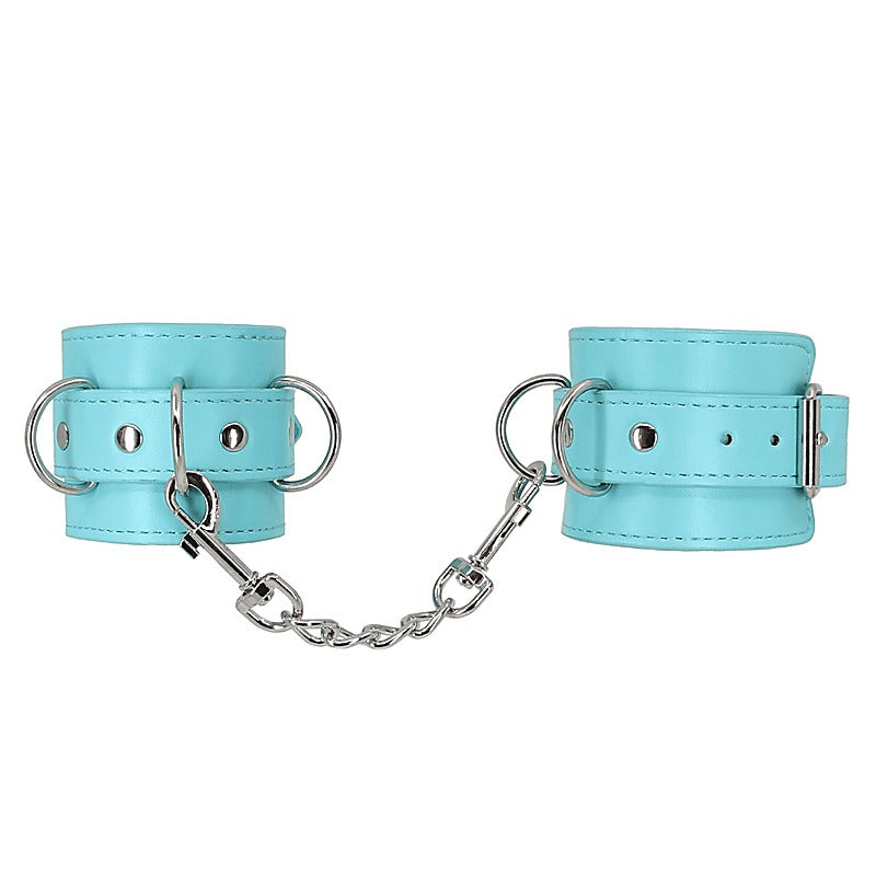 Berlin Baby Turquoise Blue Faux Leather Wrist Cuffs - Cuffs And Restraints