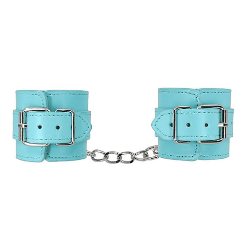 Berlin Baby Turquoise Blue Faux Leather Wrist Cuffs - Cuffs And Restraints