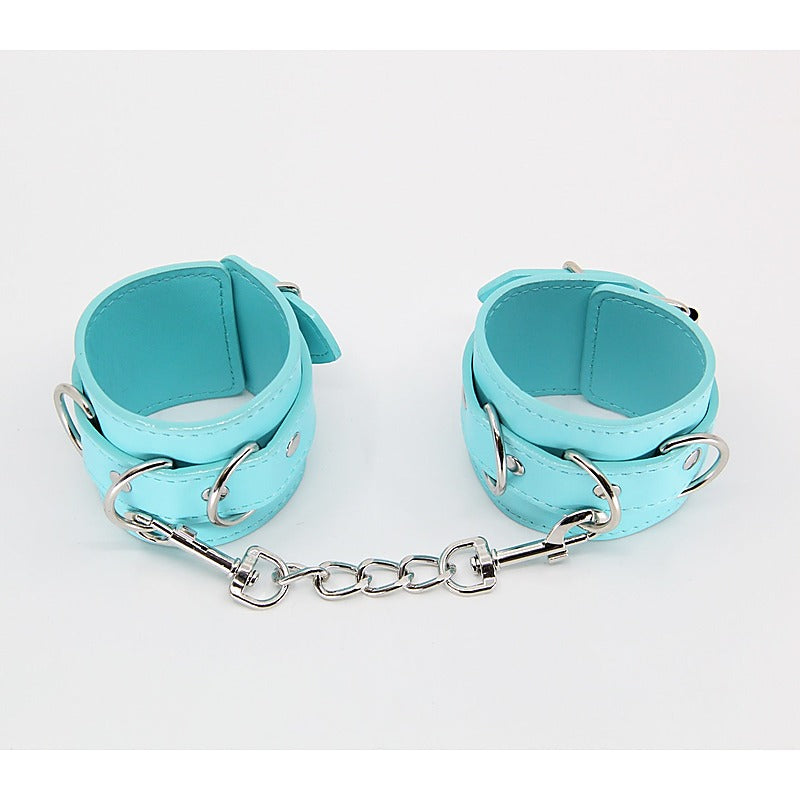 Berlin Baby Turquoise Blue Faux Leather Wrist Cuffs - Cuffs And Restraints