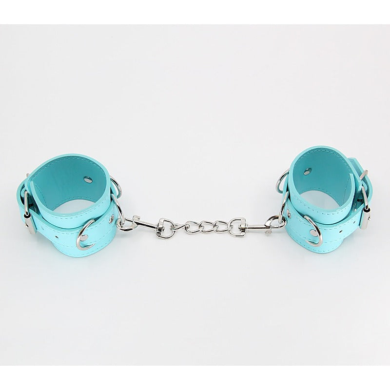 Berlin Baby Turquoise Blue Faux Leather Wrist Cuffs - Cuffs And Restraints