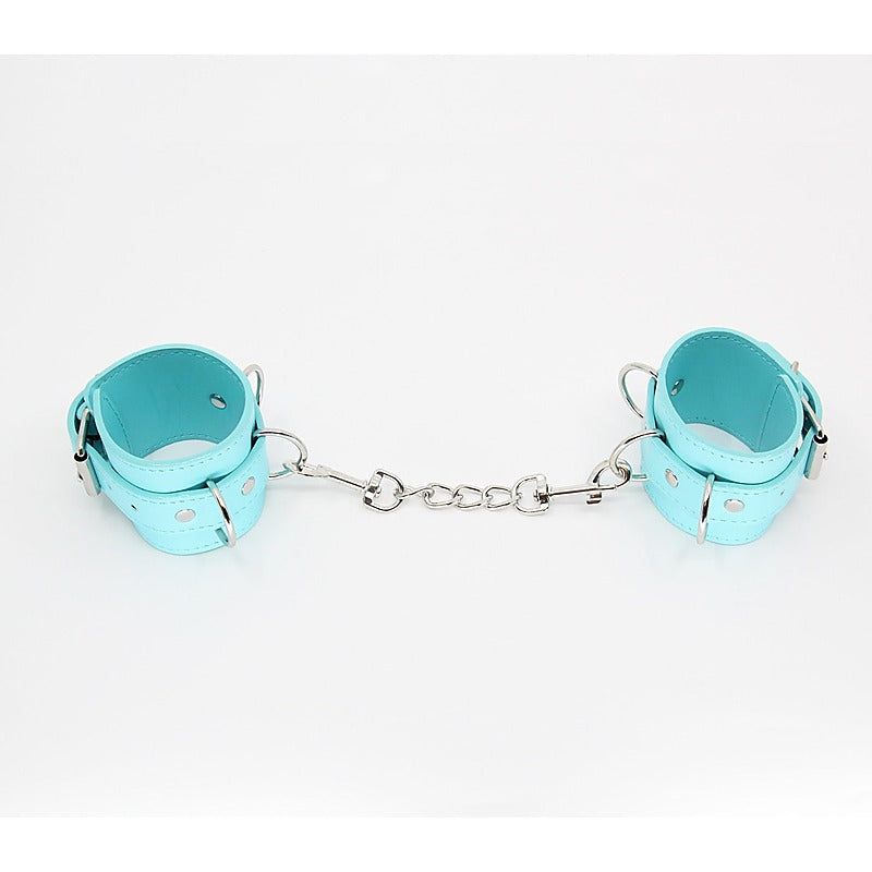 Berlin Baby Turquoise Blue Faux Leather Wrist Cuffs - Cuffs And Restraints