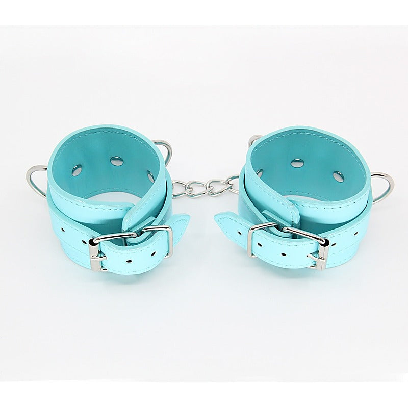 Berlin Baby Turquoise Blue Faux Leather Wrist Cuffs - Cuffs And Restraints