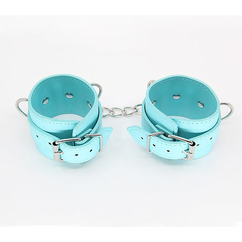 Berlin Baby Turquoise Blue Faux Leather Wrist Cuffs - Cuffs And Restraints