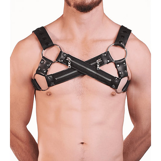 Love In Leather Mens Cross Front Neoprene Body Brace - Cuffs And Restraints