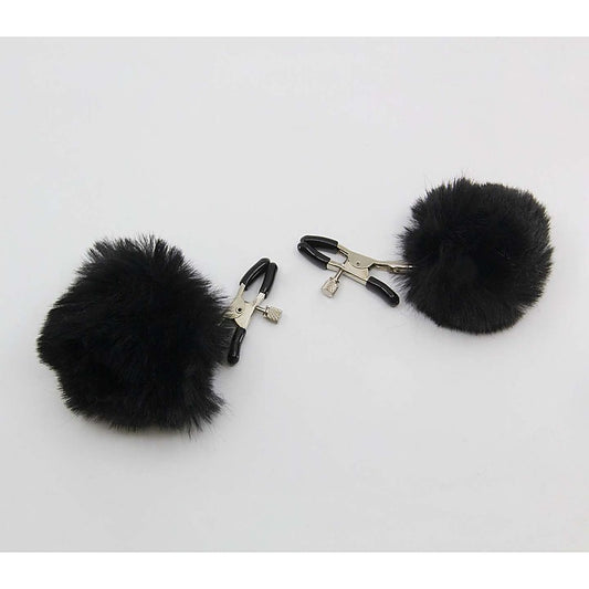 Love In Leather Pom Pom Womens Nipple Clamps - Nipple and Clit Clamps