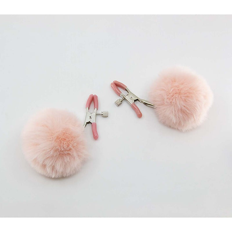 Pom Pom Women's Nipple Clamps by Love In Leather - Nipple and Clit Clamps