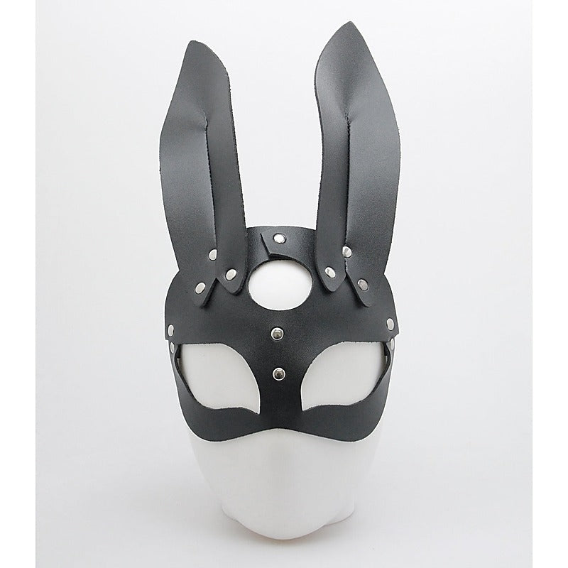 Love In Leather Half Face Leather Rabbit Mask - Masks And Blindfolds