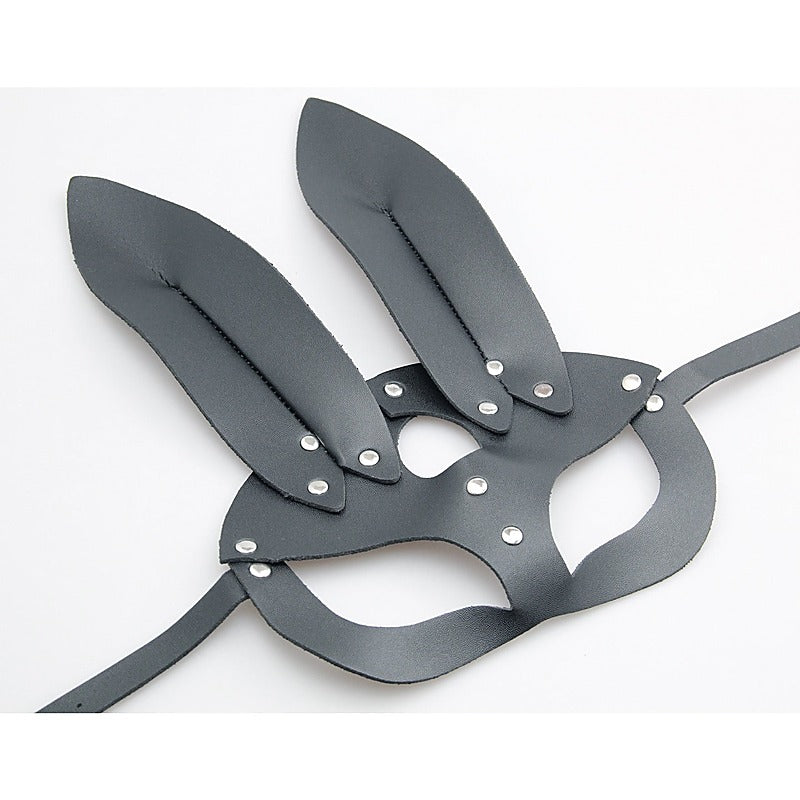 Love In Leather Half Face Leather Rabbit Mask - Masks And Blindfolds