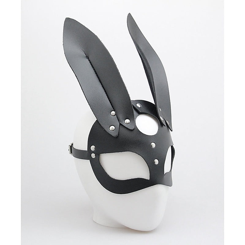Love In Leather Half Face Leather Rabbit Mask - Masks And Blindfolds