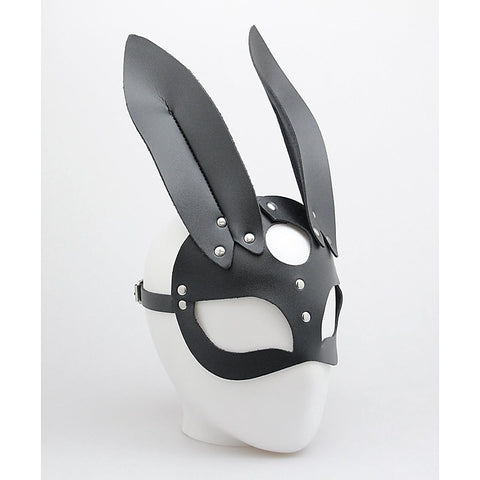 Love In Leather Half Face Leather Rabbit Mask - Masks And Blindfolds