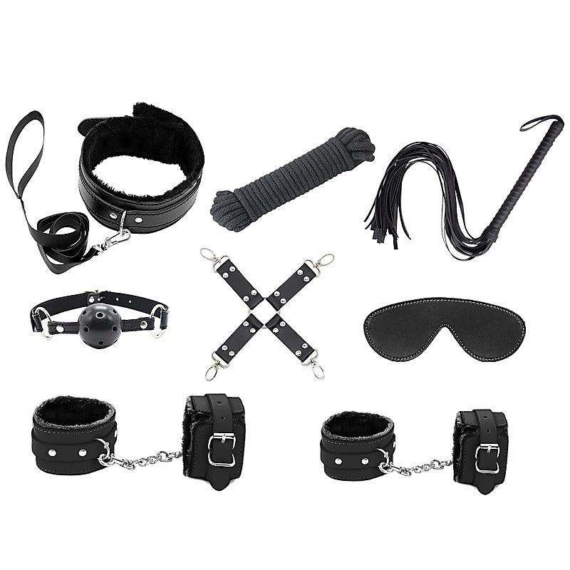 Love In Leather Vegan Friendly 9 Piece Bondage Kit - Bondage Kits