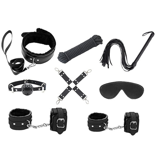 Love In Leather Vegan Friendly 9 Piece Bondage Kit - Bondage Kits