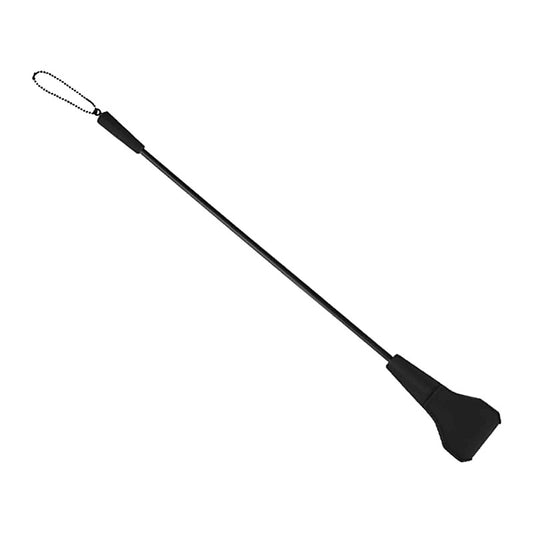 Love In Leather Black Riding Crop With Silicone Tab - Whips And Crops
