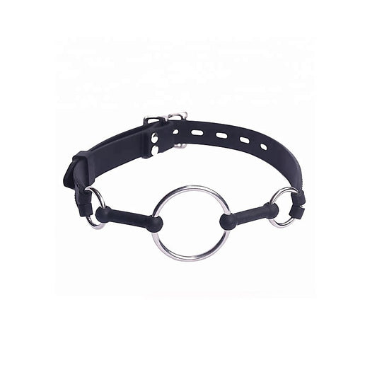 Love In Leather Metal and Silicone O-Ring Gag - Bondage Gags and Bits