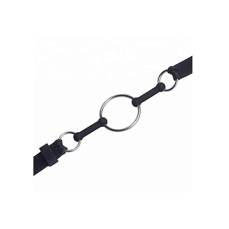 Love In Leather Metal and Silicone O-Ring Gag - Bondage Gags and Bits