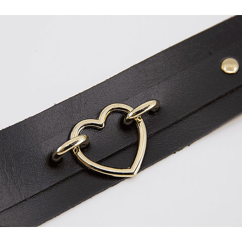 Heart Embellishment Faux Leather Collar by Love In Leather - Collars and Leads