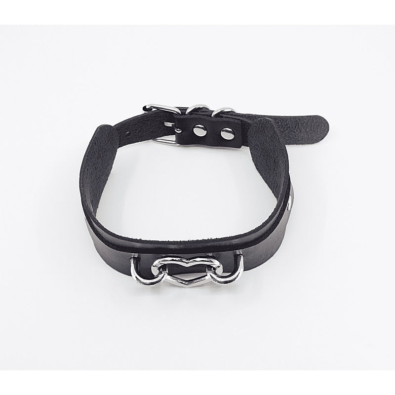 Heart Embellishment Faux Leather Collar by Love In Leather - Collars and Leads
