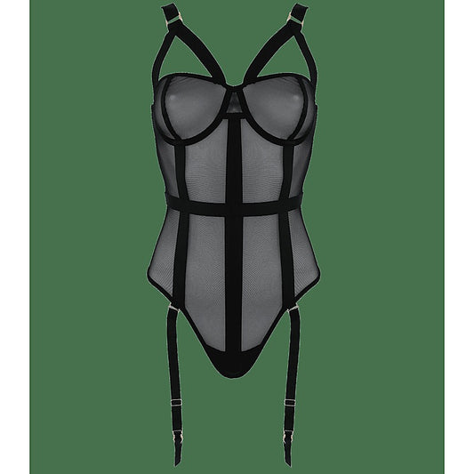 Muse Black Mesh One Piece Womens Fetish Teddy - Her Fetish