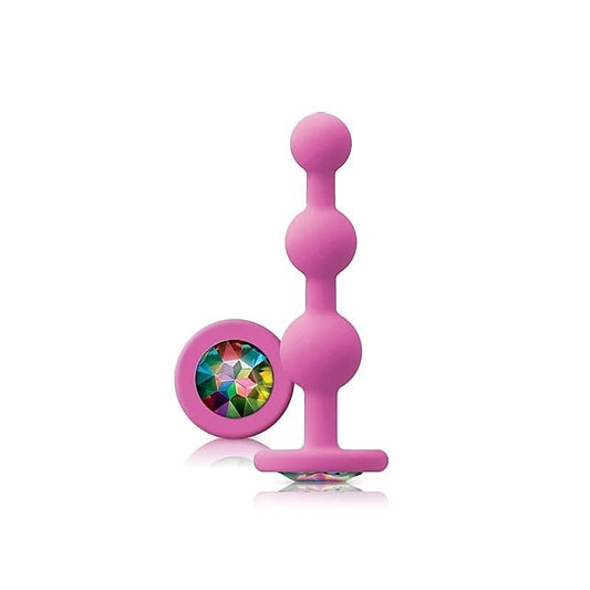 NS Novelties Glams Ripple Rainbow Gem Butt Plug Pink - Butt Plugs