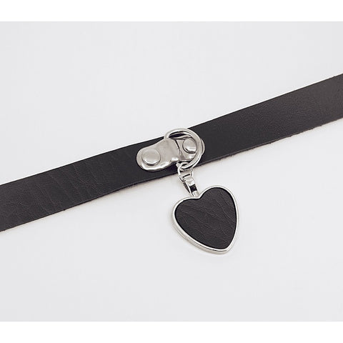 Heart Pendant Faux Leather Choker by Love In Leather - Collars and Leads