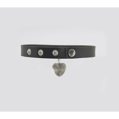 Heart Pendant Faux Leather Choker by Love In Leather - Collars and Leads