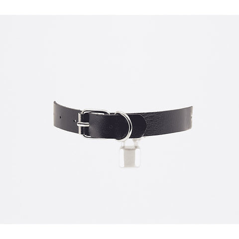 Chain Padlock Faux Leather Choker by Love In Leather - Collars and Leads