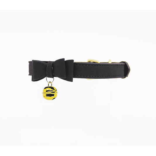 Berlin Baby Faux Suede Leather Bow Cat Bell Collar - Collars and Leads