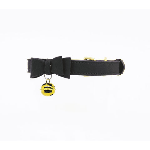 Berlin Baby Faux Suede Leather Bow Cat Bell Collar - Collars and Leads