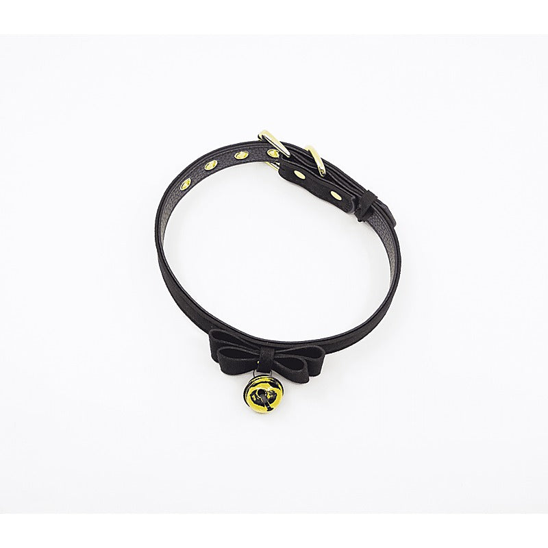 Berlin Baby Faux Suede Leather Bow Cat Bell Collar - Collars and Leads