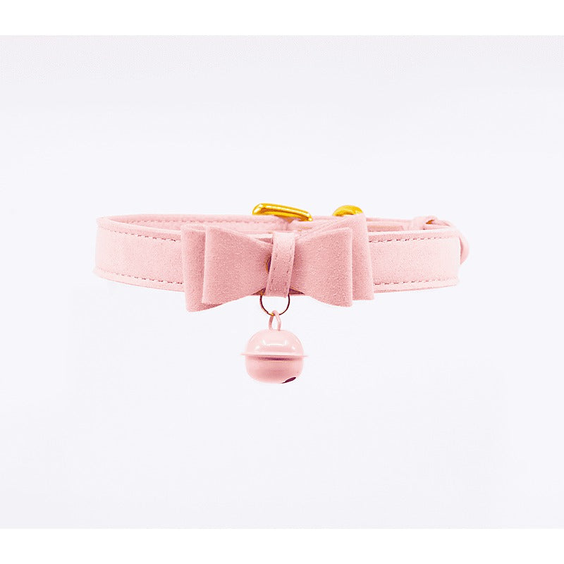 Berlin Baby Faux Suede Leather Bow Cat Bell Collar - Collars and Leads