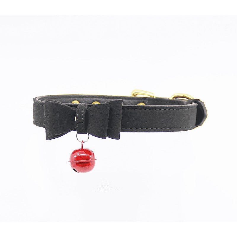 Berlin Baby Faux Suede Leather Bow Cat Bell Collar - Collars and Leads