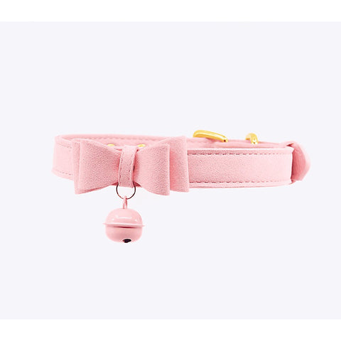 Berlin Baby Faux Suede Leather Bow Cat Bell Collar - Collars and Leads