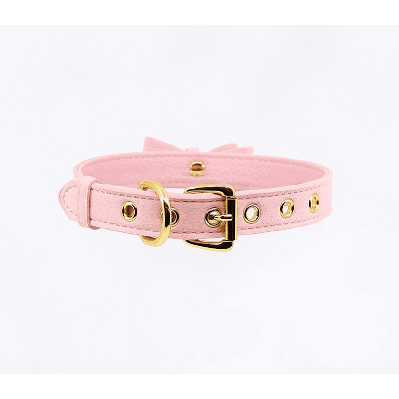 Berlin Baby Faux Suede Leather Bow Cat Bell Collar - Collars and Leads