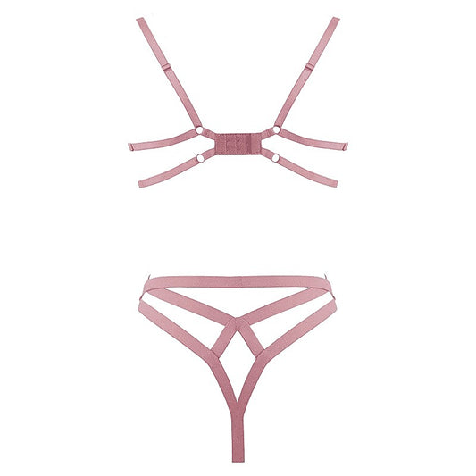 Open Cup Bra With Embroidered Floral Applique by Muse - Her Fetish
