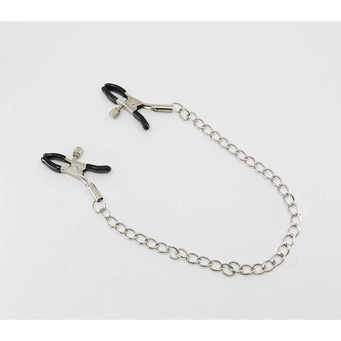 Love In Leather Chain Joined Womens Nipple Clamps - Nipple and Clit Clamps